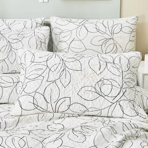Vista 6 de Tache - Juego de colcha de 3 piezas con diseño de flores, color blanco, tamaño Queen