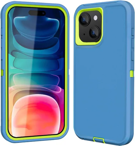 Vista 12 de Sansunto Funda para iPhone 15 Plus y iPhone 14 Plus, protección de cuerpo completo, resistente a prueba de golpes, 3 en 1, goma de silicona Negro