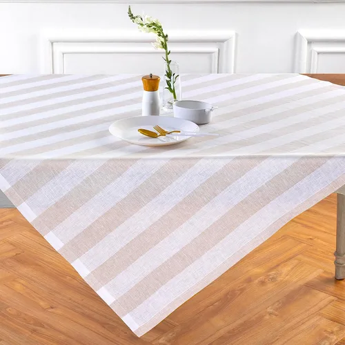 Vista 11 de Solino Home Mantel cuadrado de lino de 52 x 52 pulgadas, a rayas cabaña, 100% lino puro, color aguamarina y blanco, lavable a máquina para verano