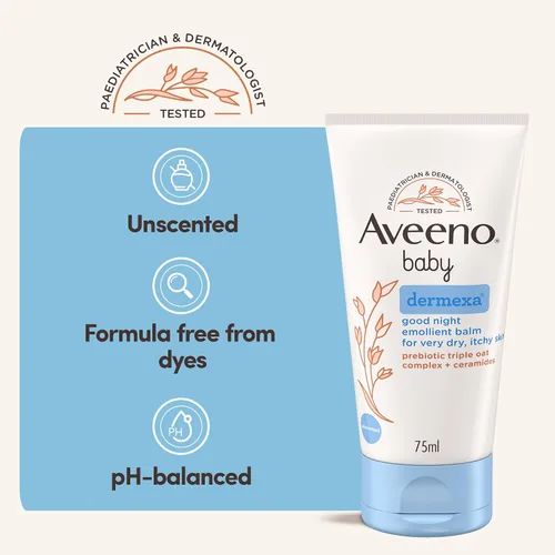 Vista 5 de Aveeno Baby Bálsamo Emoliente Dermexa Buenas Noches, 2.5 fl oz