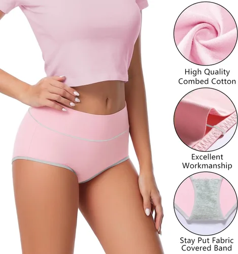 Vista 3 de Migbean Ropa interior de cintura alta para mujer, ropa interior para mujer, bragas para mujer, ropa interior de talla grande para mujer, bragas