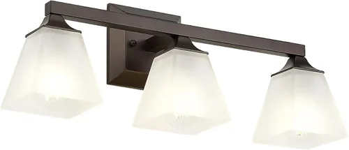 Vista 8 de HWH - Lámpara de baño moderna, lámpara de tocador de pared de níquel cepillado, lámpara de pared de tocador con campana cuadrada y pantalla