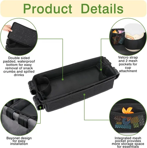 Vista 2 de AROUY Bandeja de aperitivos para cochecito – Bandeja universal de aperitivos para cochecito Wonderfold Wagon W4 Accesorios – Bandeja de aperitivos