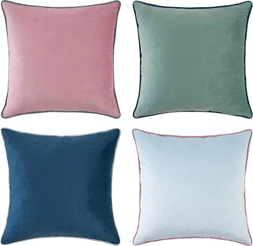 Vista 30 de MONDAY MOOSE - Juego de 4 fundas de cojín decorativas de terciopelo suave, diseño moderno de doble cara; mezcla y combina, rellenos de almohada