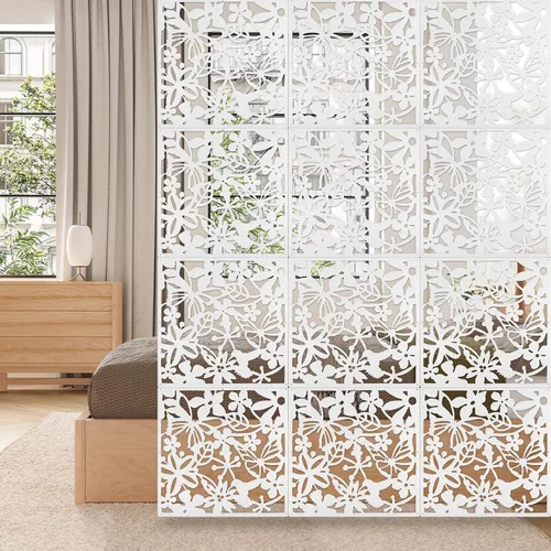 Vista 10 de ANMINY Paneles divisores de habitación colgantes, patrón de talla de flores Negro