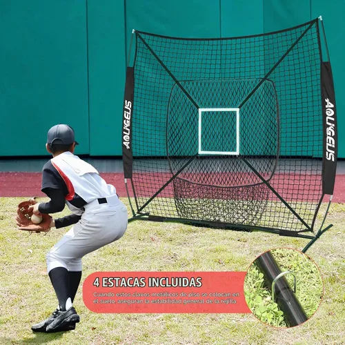 Vista 4 de 7'x7' Baseball Softball Practice Net with Strike Zone Target
