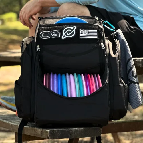 Vista 5 de Discology Disc Golf OG Black V3 Disc - Bolsa de golf con capacidad para más de 26 discos, bolsa de mochila de golf de disco de alta calidad, diseño