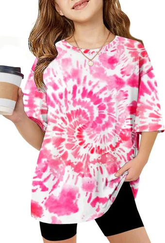 Vista 27 de Arshiner Camisetas de gran tamaño para niñas, camisetas básicas suaves y casuales de verano Negro