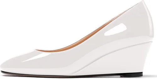 Vista 2 de WAYDERNS Zapatos de tacón bajo con punta cuadrada de charol para mujer, 2 pulgadas