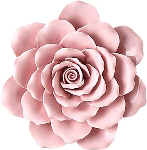 Vista 4 de Decoración de pared de flores de cerámica con rosas artificiales 3D, arte de pared para sala de estar, hogar, pasillo, dormitorio, cocina, granja
