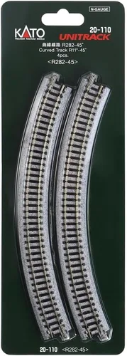 Vista 4 de Kato USA Model Train Products Unitrack, 282mm (11") Radius 45-Degree Curve Track (4 piezas)