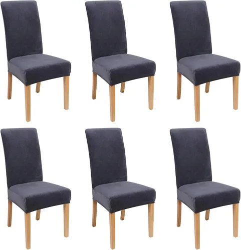 Vista 21 de smiry - Fundas para sillas de comedor de terciopelo elástico y suave, extraíbles, Terciopelo, Beige