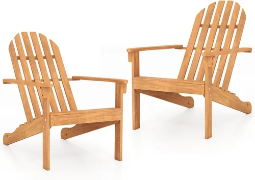 Vista 10 de Giantex Adirondack - Silla de madera de acacia para exteriores con capacidad de peso de 350 libras, sillón resistente a la intemperie para patio Gris