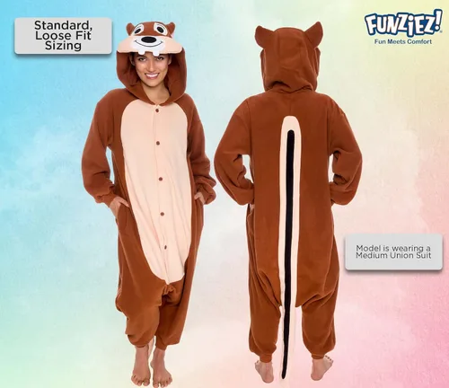 Vista 3 de FUNZIEZ! - Disfraz de Halloween para adultos, de animales y criaturas marinas mameluco de felpa para adultos (mujeres y hombres)