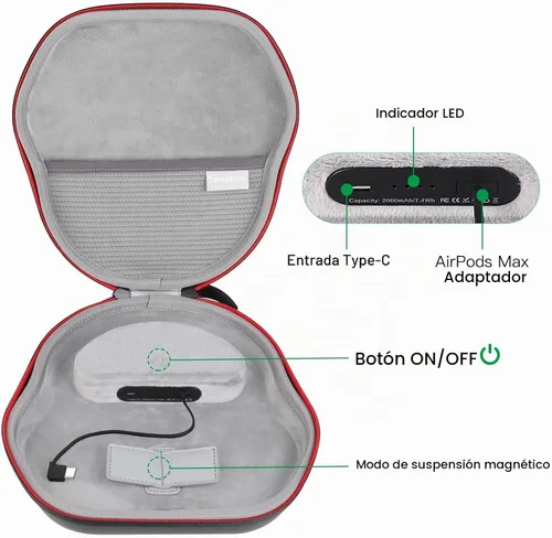 Vista 7 de Smatree Funda de carga para auriculares AirPods Max/AirPods Max 2