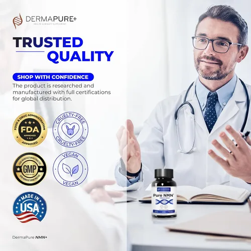 Vista 6 de DermaPure+ - Combo completo para el cuidado de la piel – Blanqueamiento de glutatión y suplementos antienvejecimiento NMN, apoyan la piel juvenil