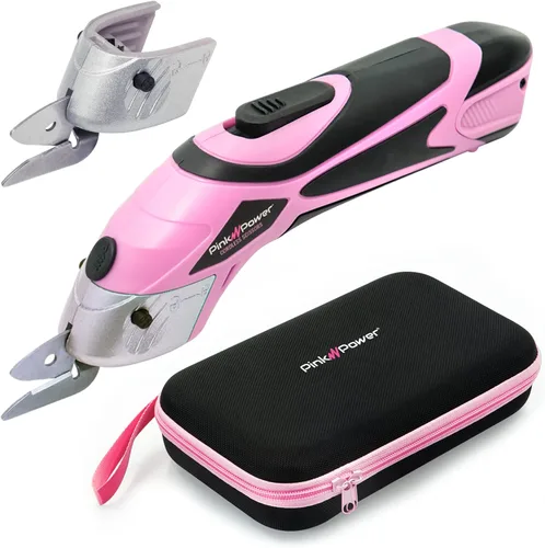 Vista 8 de Pink Power Tijeras eléctricas de tela para manualidades, costura, cartón y alfombras, herramienta de corte profesional resistente, tijeras Aqua