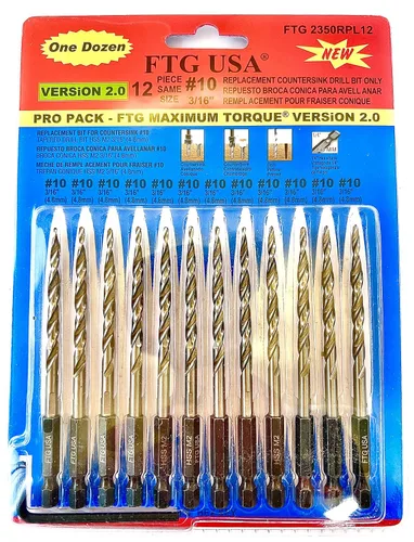 Vista 18 de FTG USA Juego de brocas avellanadoras cónicas – 16 piezas de repuesto para brocas avellanadoras #4 (7/64 pulgadas), #6 (9/64 pulgadas), #8