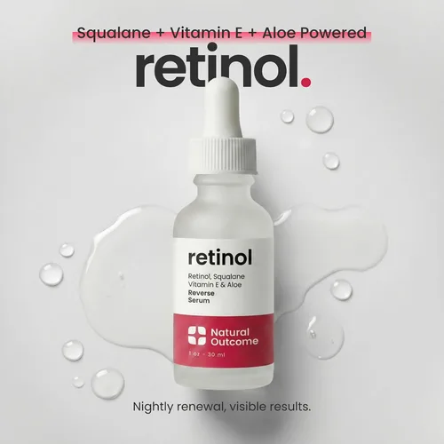 Vista 2 de Suero de retinol para la cara Suero reductor de líneas finas y arrugas Suero facial hidratante nocturno con ácido hialurónico, vitamina E