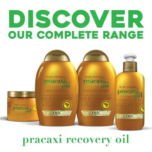 Vista 5 de OGX Deeply Restoring + Pracaxi Recovery Oil Anti Frizz LeaveIn Crema para peinar con tensoactivos sin sulfato de mantequilla Murumuru Tratamiento