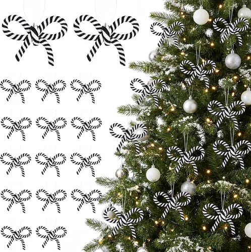 Vista 13 de Codree 8 piezas de adornos de piruleta de bastón de caramelo arcoíris - Adornos colgantes de arcilla polimérica para árbol de Navidad, fiesta
