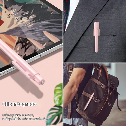 Vista 7 de Moko Funda retráctil compatible con Apple Pencil Pro/2ª generación, rosa claro Retráctil, con clip, cubierta de PC, soporte de doble toque