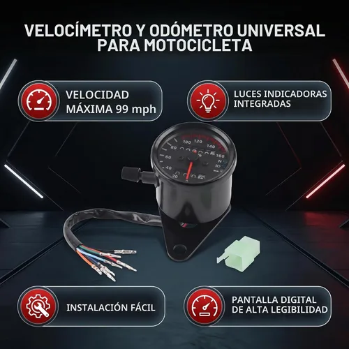Vista 3 de Motocicleta cuentakilómetros velocímetro indicador doble pantalla digital KM/H Universal 1pc (negro)