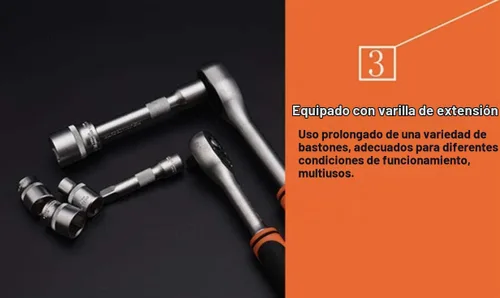 Vista 5 de Edward Tools Pro - Juego de 12 llaves de vaso métricas de 1/2 pulgada, acero cromado resistente, mango de trinquete de liberación rápida Ergo, barra