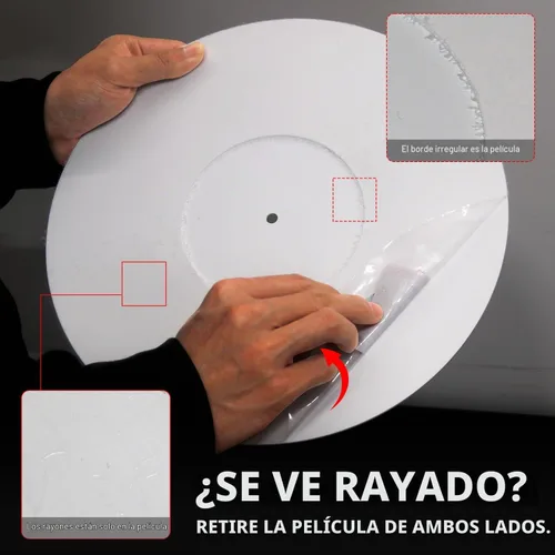 Vista 5 de TAKMORK - Tapete para tocadiscos, acrílico de 12 pulgadas y 0.118 in con hueco central de etiquetas, color blanco Helps Reduce Static Buildup