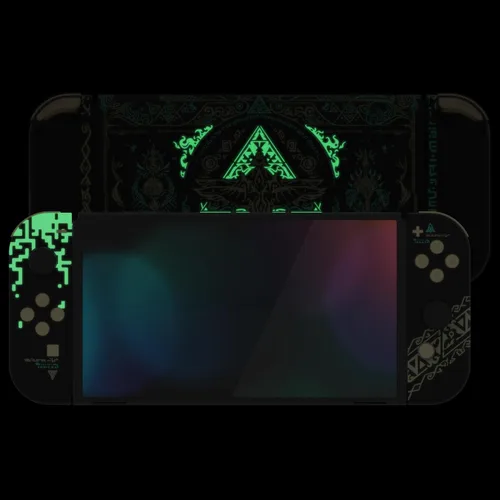Vista 6 de eXtremeRate Juego completo de carcasa de bricolaje para Nintendo Switch OLED, placa trasera de consola y soporte, carcasa para controlador de mano