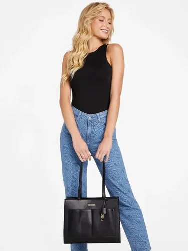 Vista 2 de GUESS Factory Elmore Carryall - Bolsos de mano para mujer, color negro, Negro