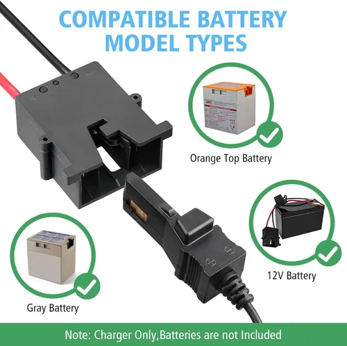 Vista 5 de Cargador de 12V para ruedas eléctricas Ride On Car Gris y Naranja Top Batería