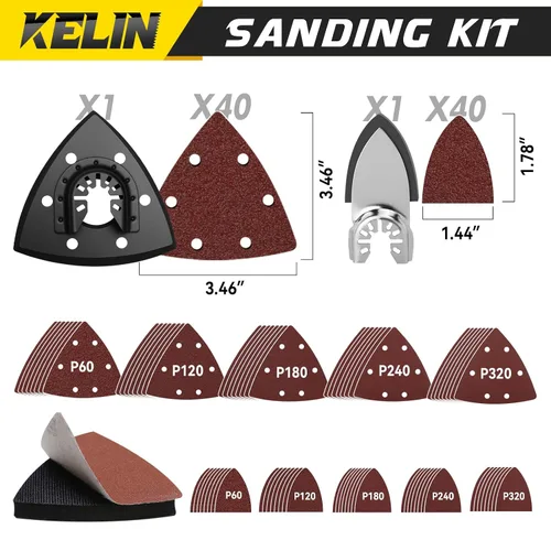 Vista 4 de KELIN 118 PCS Juego de Cuchillas Multiherramienta de Corte y Papel de Lija Accesorios de Herramientas Oscilantes Universales Cuchillas de Sierra
