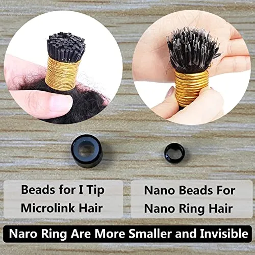 Vista 6 de Extensiones de cabello humano lacio tipo nano anillo, previamente unido, cabello Remy brasileño, microlink grueso, Yaki Nano anillo, extensiones