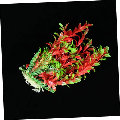 Vista 4 de balacoo Adornos en miniatura Redhood Plantas de acuario de plástico Peces Decoración de acuario Acuario Hierba Plantas Adornos de pecera roja