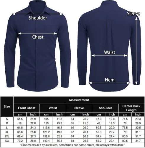 Vista 6 de COOFANDY Camisa de manga larga con botones para hombre, casual, sin doblar, ajuste regular, Oxford