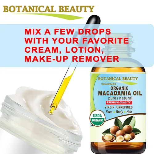 Vista 6 de Botanical Beauty Aceite de macadamia orgánico 100% puro y natural, virgen sin refinar, aceite portador prensado en frío para cara, piel, cuerpo