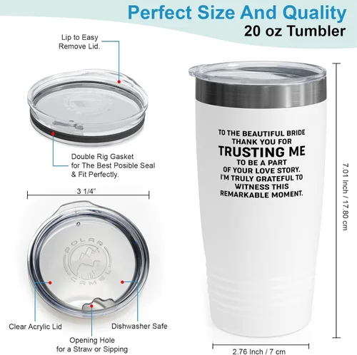 Vista 3 de Bride Gift from Officiant Tumbler 20oz White -Beautiful Bride - Bridal Shower Bride To Be Bachelorette Party Newlywed Wedding Officiant Brother