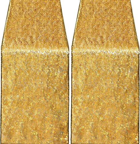 Vista 34 de Pufogu - Camino de mesa de lentejuelas brillantes de 12 x 72 pulgadas para fiestas de cumpleaños, decoración de bodas, despedidas de soltera