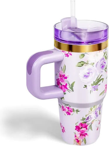 Vista 12 de Vaso de 14 oz con asa y pajita, vaso de 14 oz para niños con tapa y pajita, vasos de acero inoxidable para niños, para deportes al aire libre