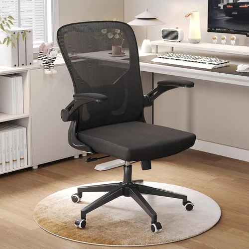 Vista 7 de Silla de oficina ergonómica, silla de escritorio de malla con respaldo alto para computadora con altura ajustable, soporte lumbar, reposabrazos