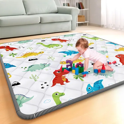 Vista 7 de Palopalo Tapete de juego de espuma gruesa para el suelo, tapete de juego de 47 x 47 pulgadas para corral, tapete de juego acolchado suave