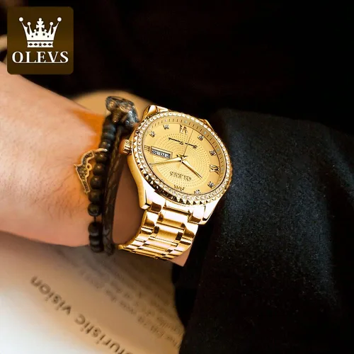 Vista 8 de OLEVS Luxury Gold (Silver) Watches for Men,Men's Stainless Steel Watch with Date,Men's Wrist Watches Waterproof,Classic Dress Watch for Men