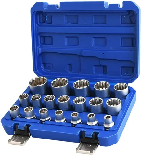 Vista 2 de Spline Socket Set 1/2" Drive Universal Metric 0.315-1.260 in 12-Point Cr-V Socket Set 19pcs