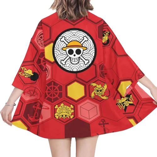 Vista 3 de DELIHOM Mono de anime D Luffy Kimono de capa Roronoa Zoro Robe Cape Cardigan Halloween Cosplay Disfraz Unisex
