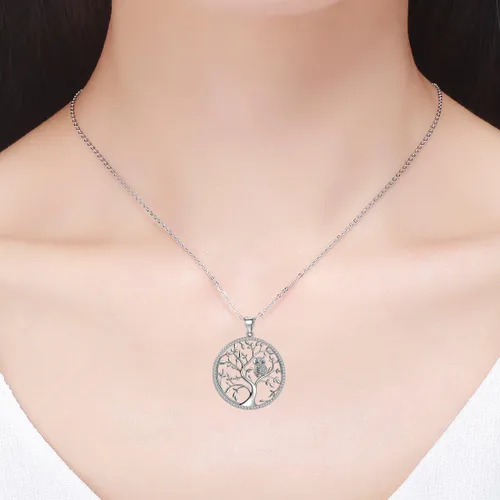 Vista 5 de Collar con colgante de árbol de la vida de plata de ley 925 con cadena de 18 pulgadas