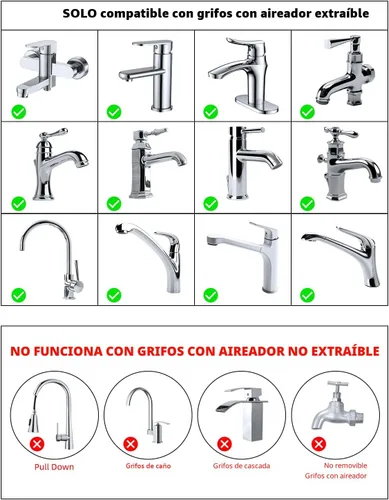 Vista 6 de Kit de adaptador de grifo Hibbent, adaptador de aireador giratorio para conectar manguera de jardín - Adaptador de grifo de fregadero de cocina