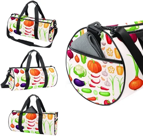 Vista 3 de AISSO Duffel Bag for Women Men Healthy Vegetables Sports Gym Tote Bag Weekend Overnight Travel Bag Outdoor Luggage Handbag