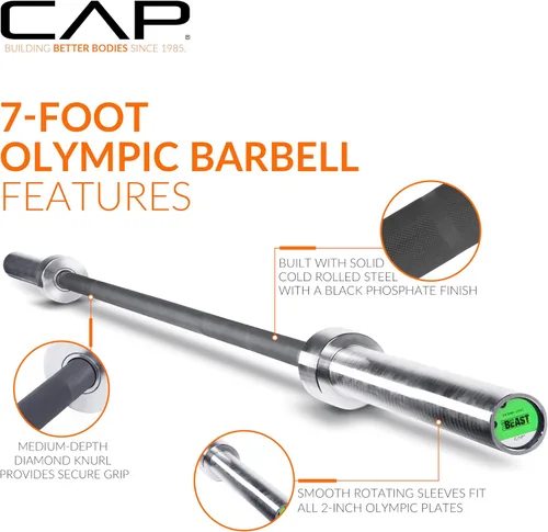 Vista 3 de Cap Barbell Barra olímpica Pro Series de 7 pies Opciones de barra olímpica y de potencia
