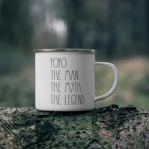 Vista 3 de Popo The Man The Myth The Legend - Taza de café de fogata, regalo de Navidad, regalo de cumpleaños, taza de café Popo para camping, taza de café